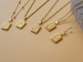 Initial Letter Necklace – Custom Square Medallion Pendant