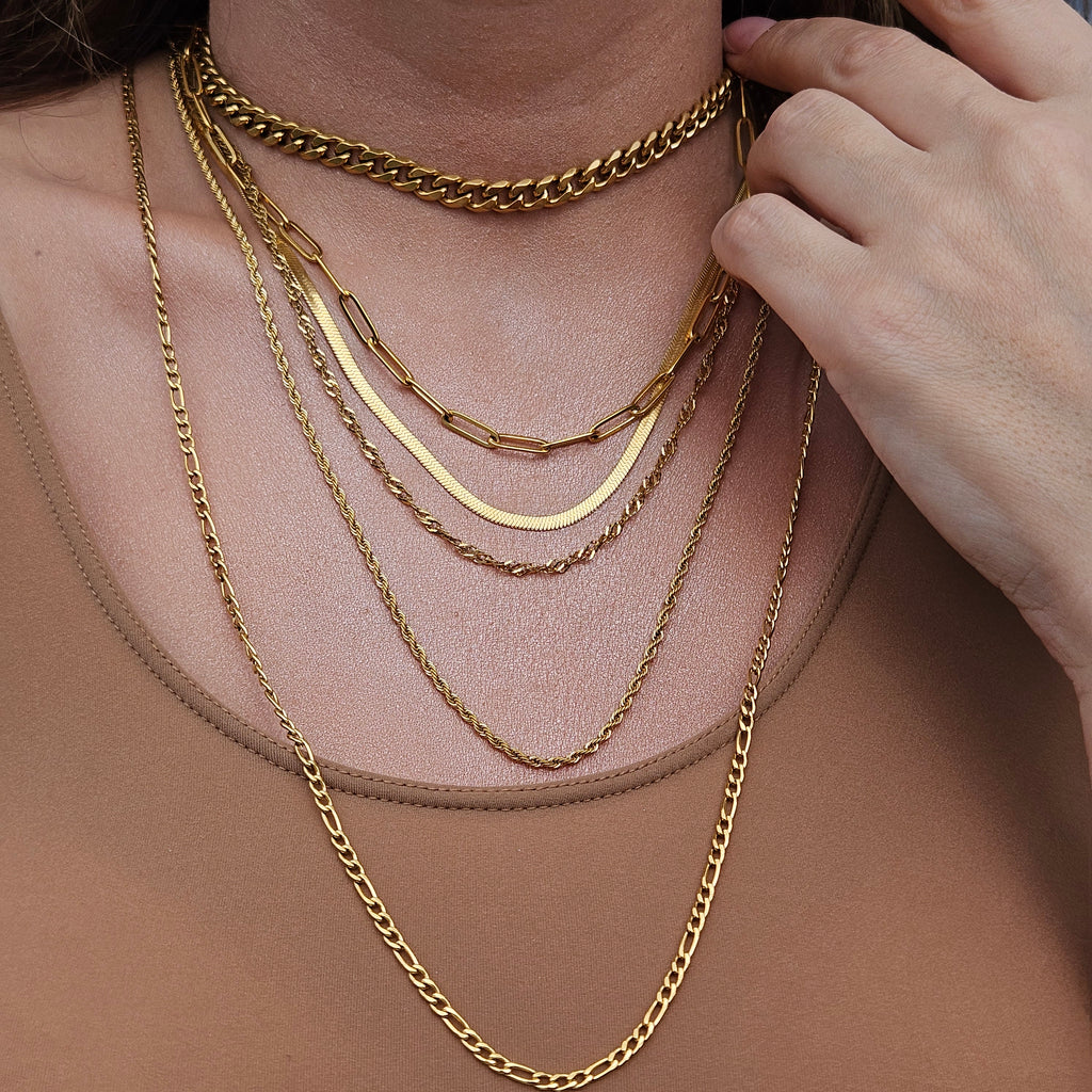 Herringbone Chain Necklace | 18K Gold Filled | Waterproof Layering Necklace