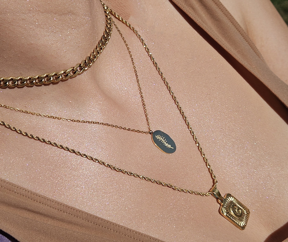 3-Piece Jewelry Set, Birth Flower & Initial Necklace