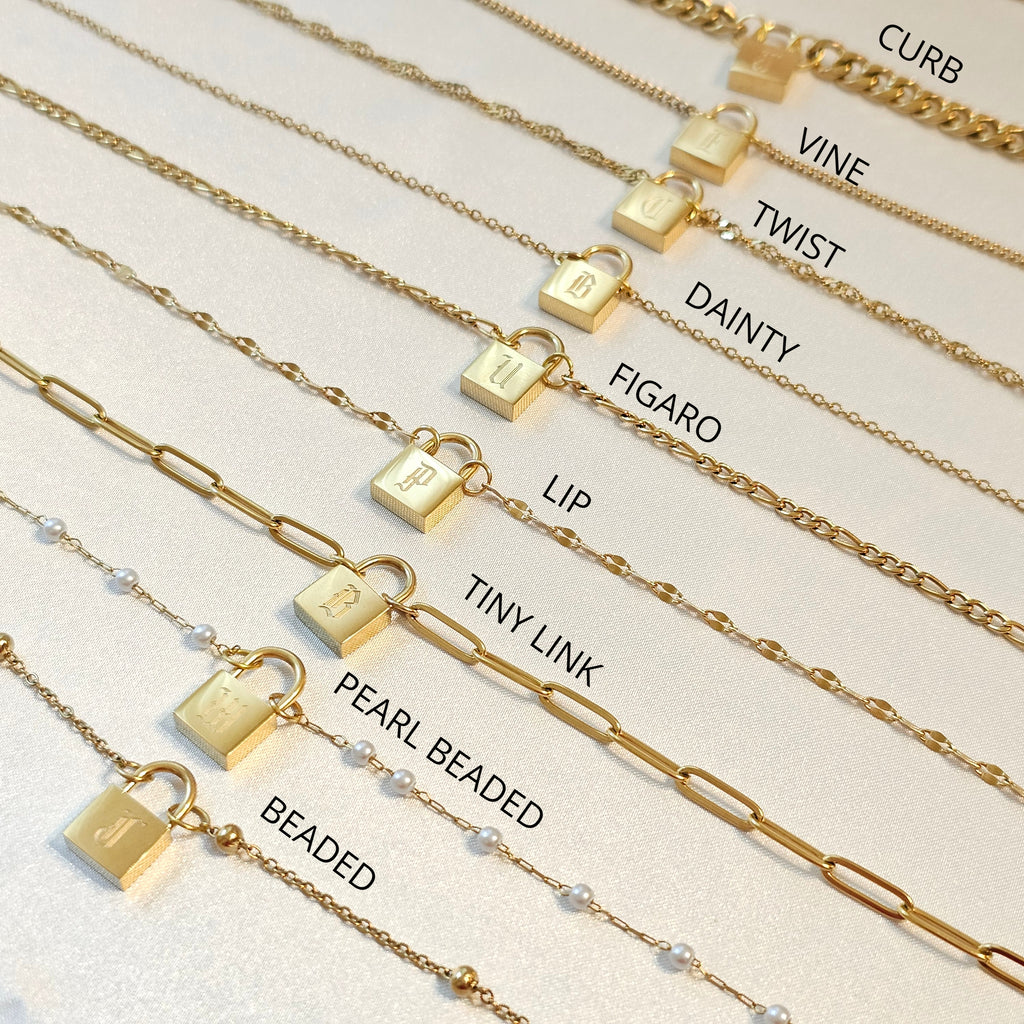 Padlock Letter Necklace, Custom Initial Necklace