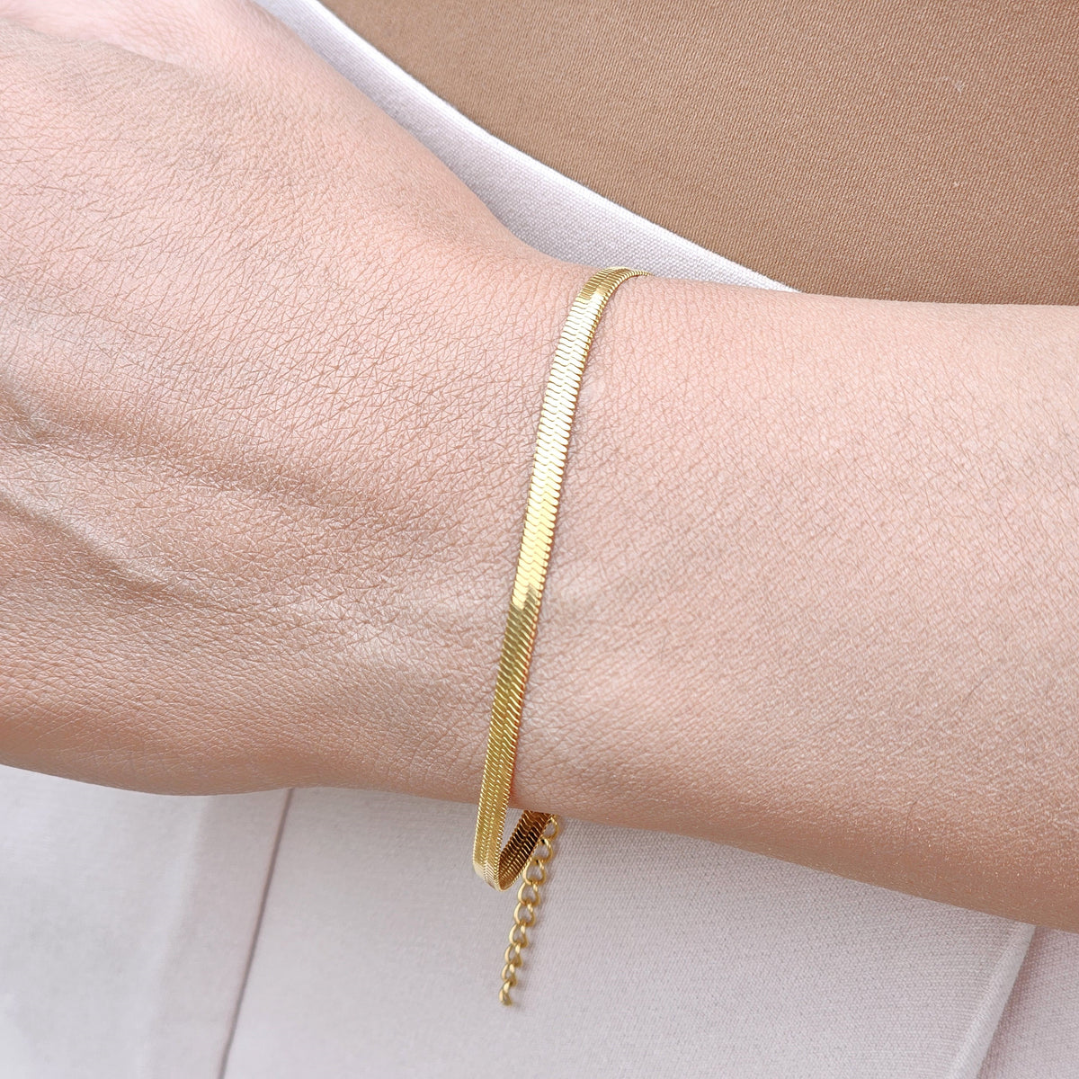 Herringbone Bracelet | Elegant Flat Chain Bracelet