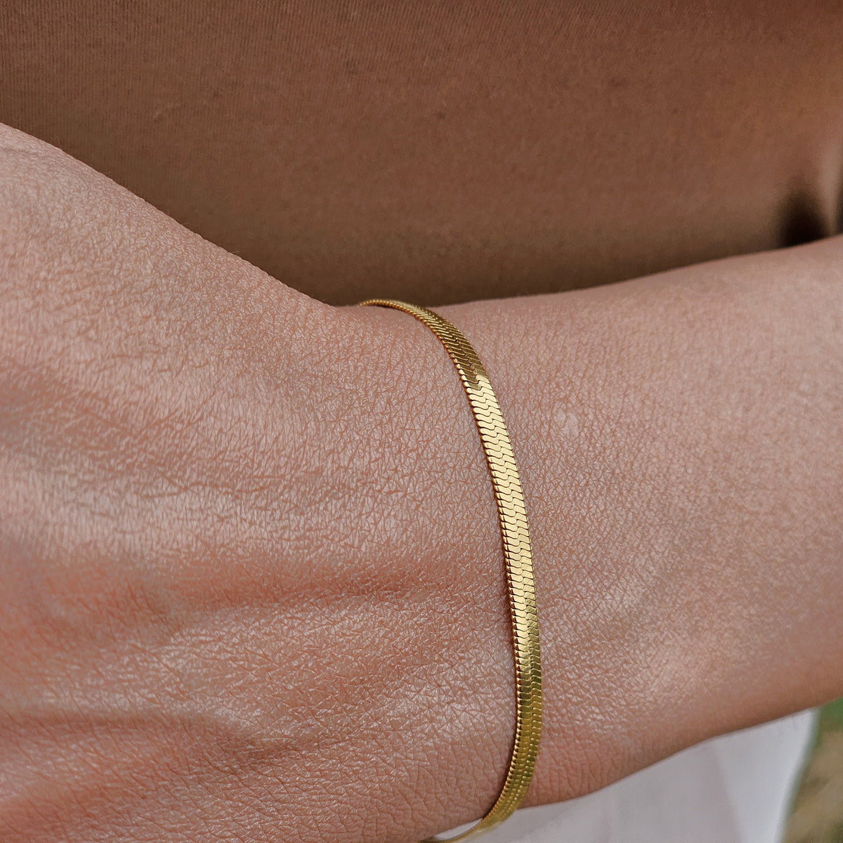 Herringbone Bracelet | Elegant Flat Chain Bracelet