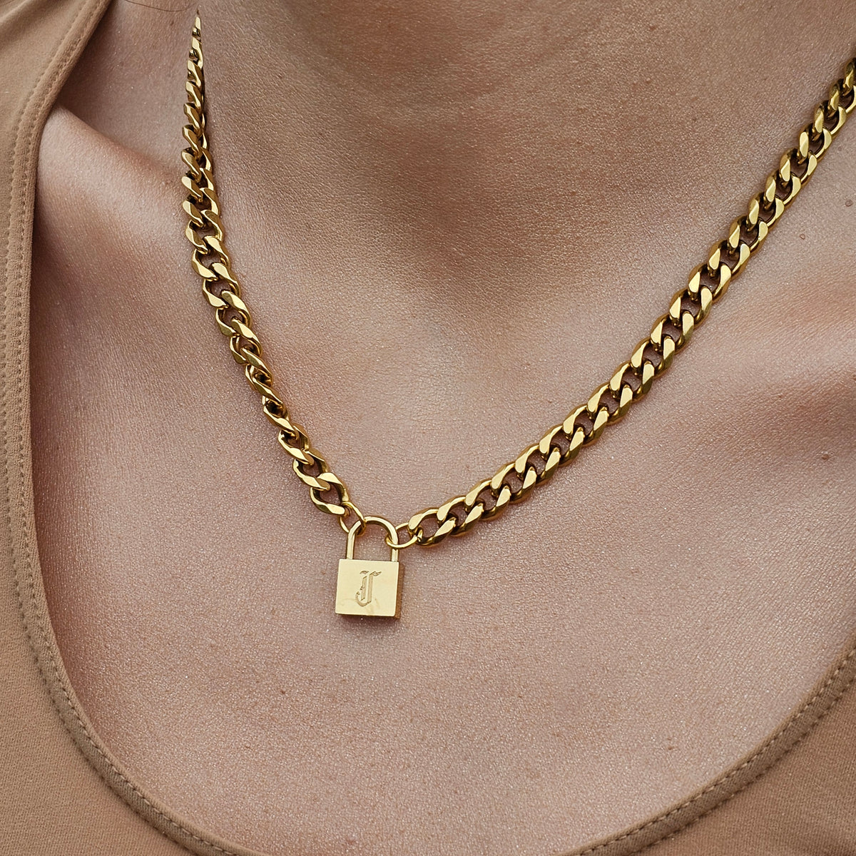 Padlock Letter Necklace, Custom Initial Necklace