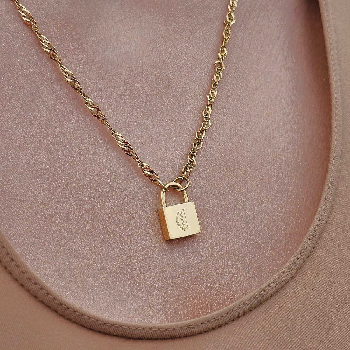 Padlock Letter Necklace, Custom Initial Necklace