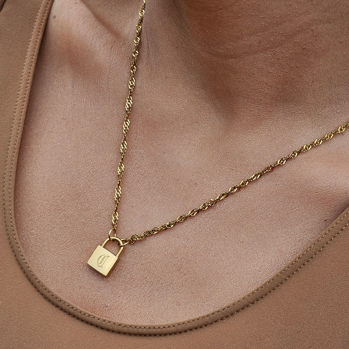 Padlock Letter Necklace, Custom Initial Necklace