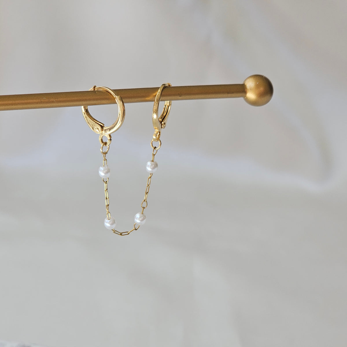 Double Piercing Pearl Earrings
