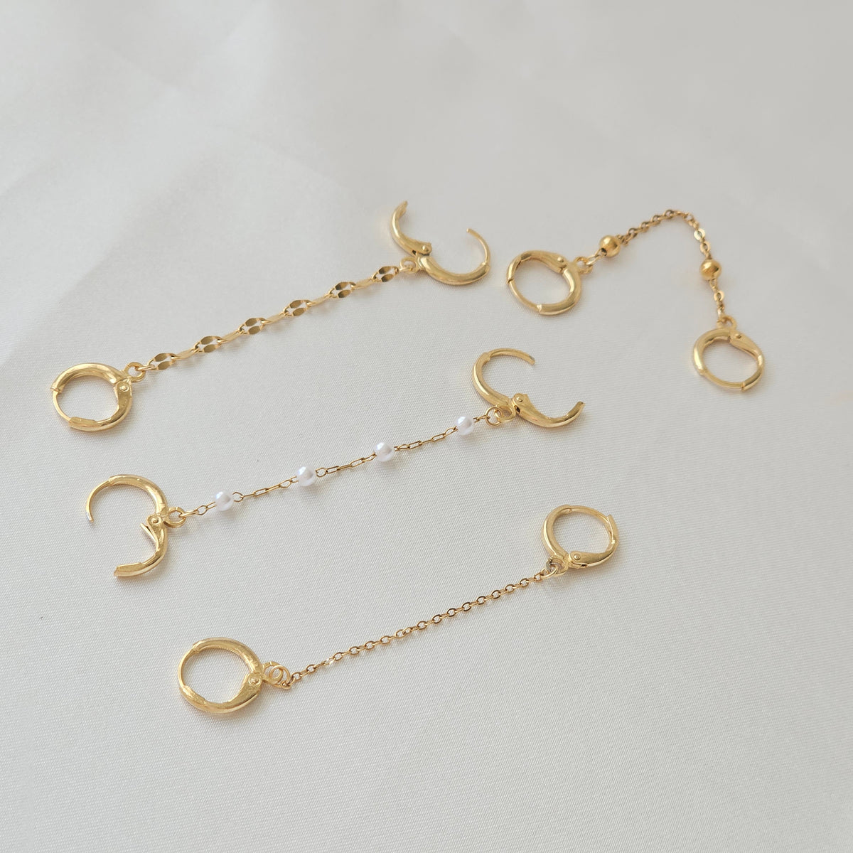 Double Piercing Pearl Earrings