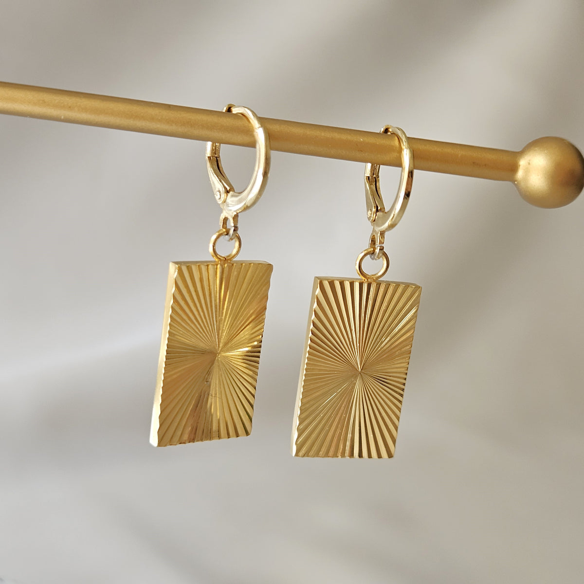 Rectangle Hoop Earrings – Large Geometric Dangle Earrings, Waterproof Statement Jewelry, Gift for Her