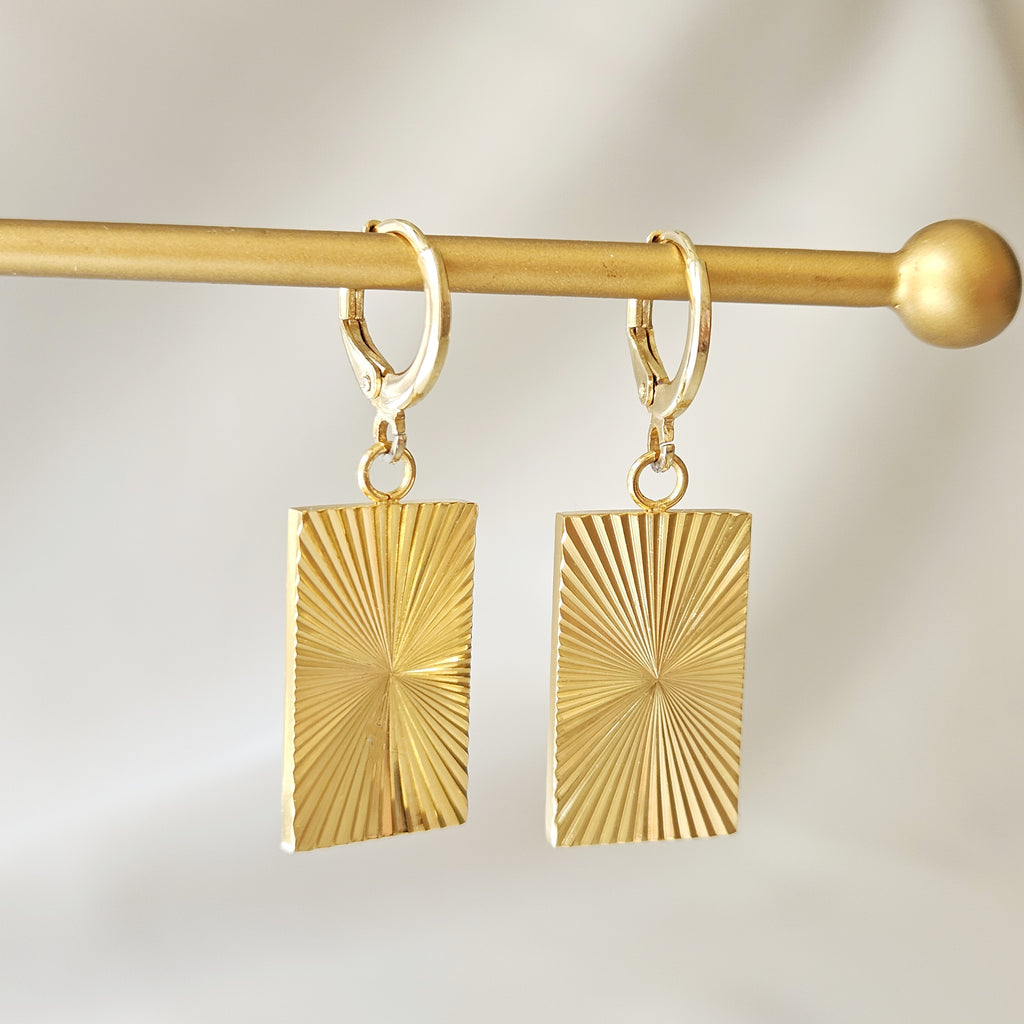 Rectangle Hoop Earrings – Large Geometric Dangle Earrings, Waterproof Statement Jewelry, Gift for Her