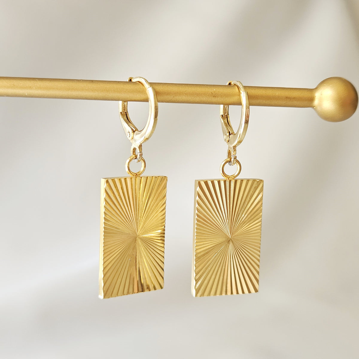 Rectangle Hoop Earrings – Large Geometric Dangle Earrings, Waterproof Statement Jewelry, Gift for Her
