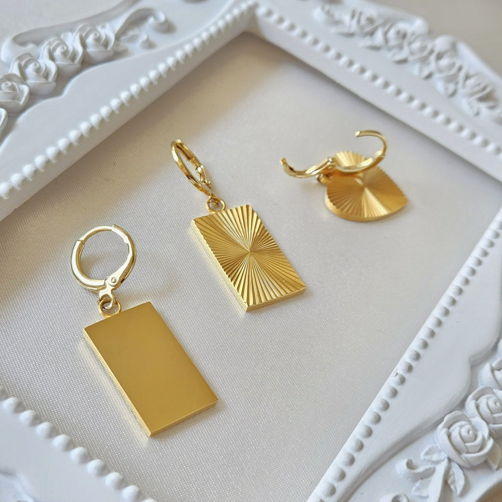 Rectangle Hoop Earrings – Large Geometric Dangle Earrings, Waterproof Statement Jewelry, Gift for Her