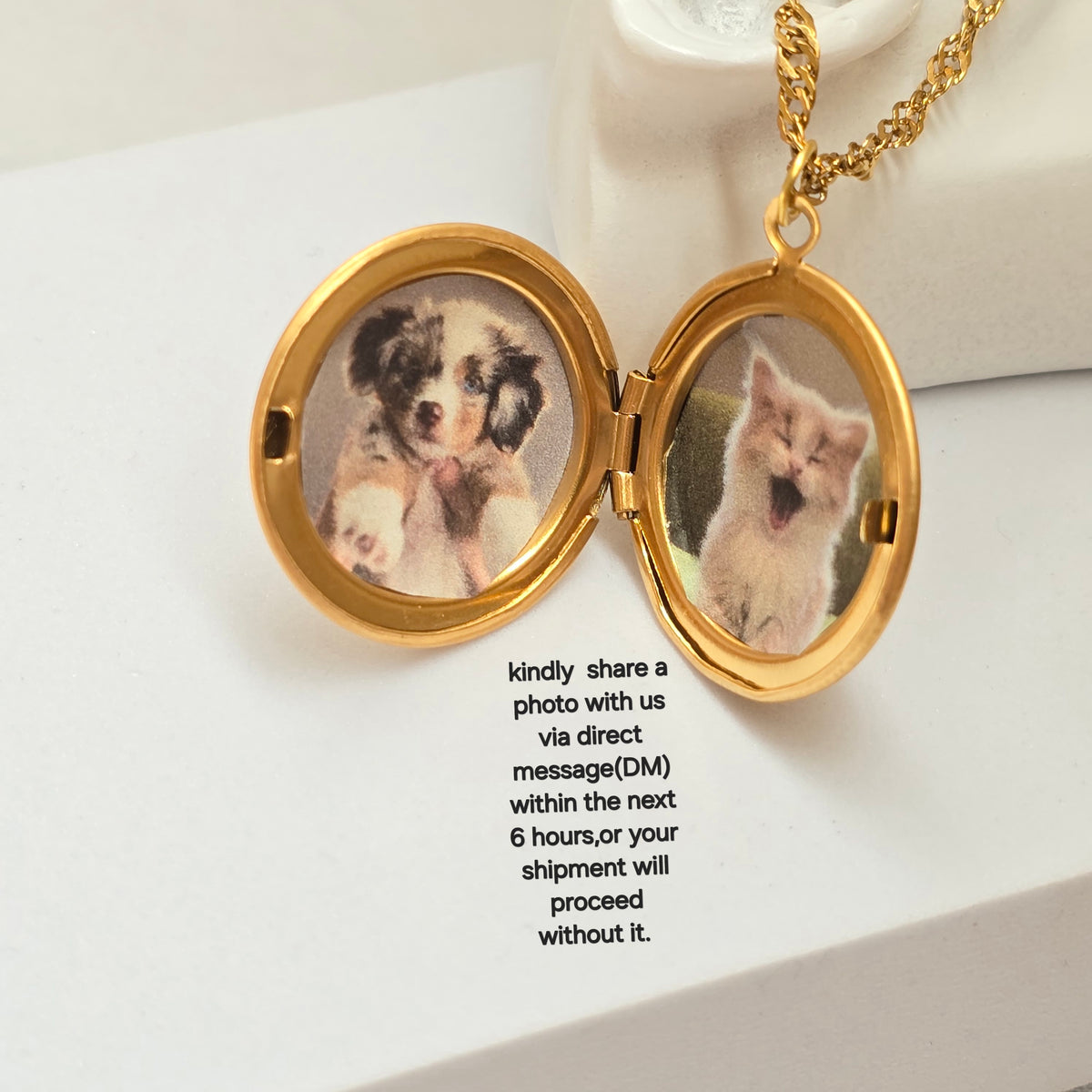 Circle Custom Locket Necklace, Personalized Photo Locket, Engraved Keepsake Jewelry