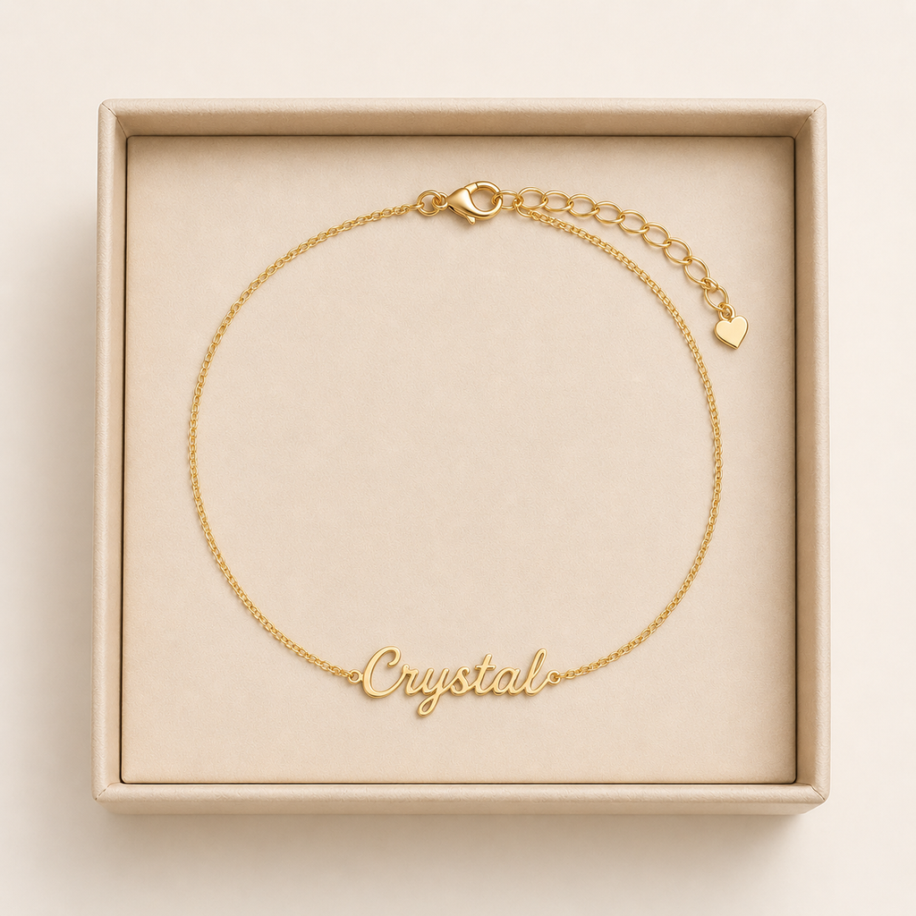 Personalized Name Anklet for Women – 18K Gold Filled Custom Anklet, Dainty Gold Ankle Bracelet, Waterproof Personalized Jewelry Gift