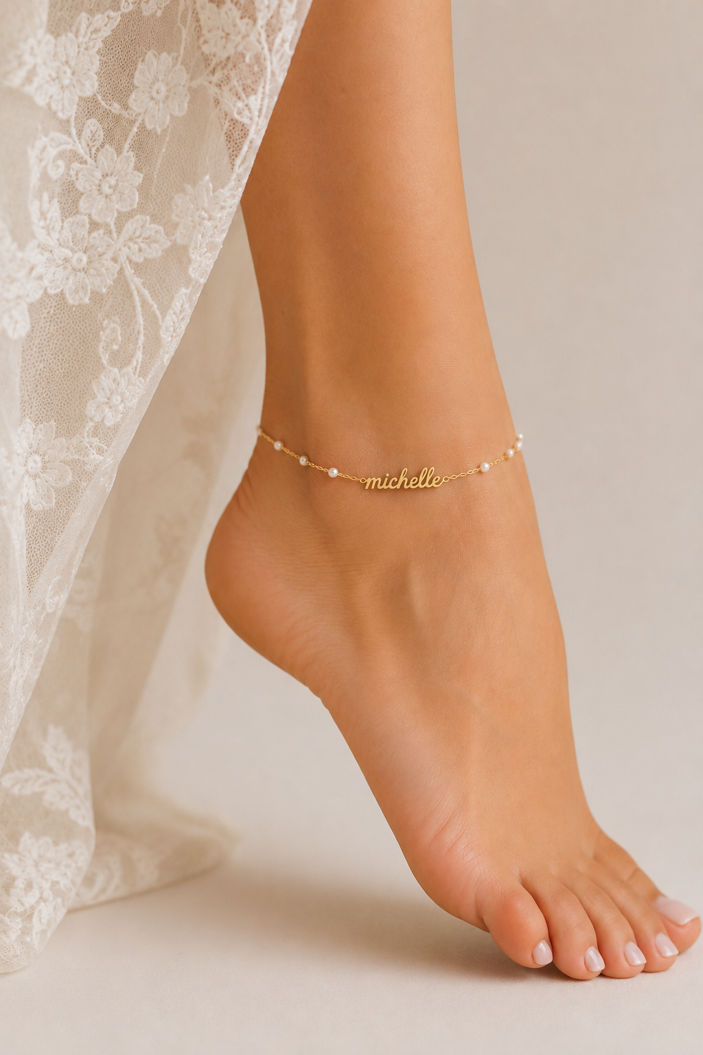 Personalized Name Anklet for Women – 18K Gold Filled Custom Anklet, Dainty Gold Ankle Bracelet, Waterproof Personalized Jewelry Gift