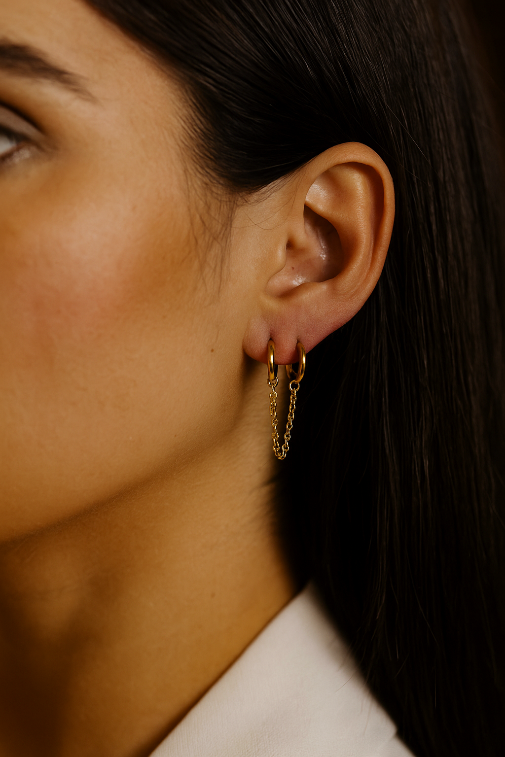 Double Piercing Pearl Earrings