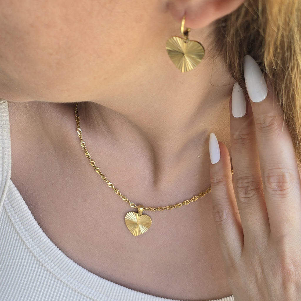 Heart Hoop Earrings, 18k Gold Filled Sunburst Dangle Earrings