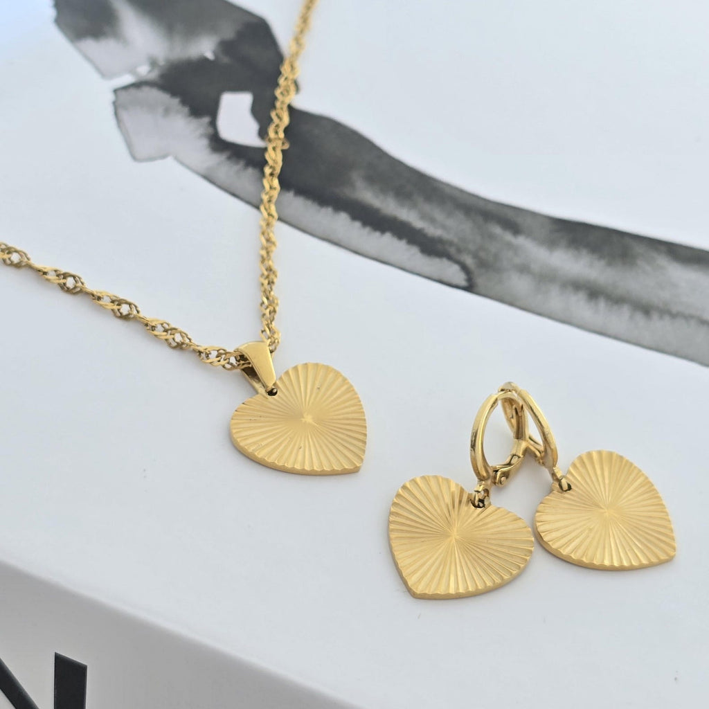 Heart Hoop Earrings, 18k Gold Filled Sunburst Dangle Earrings