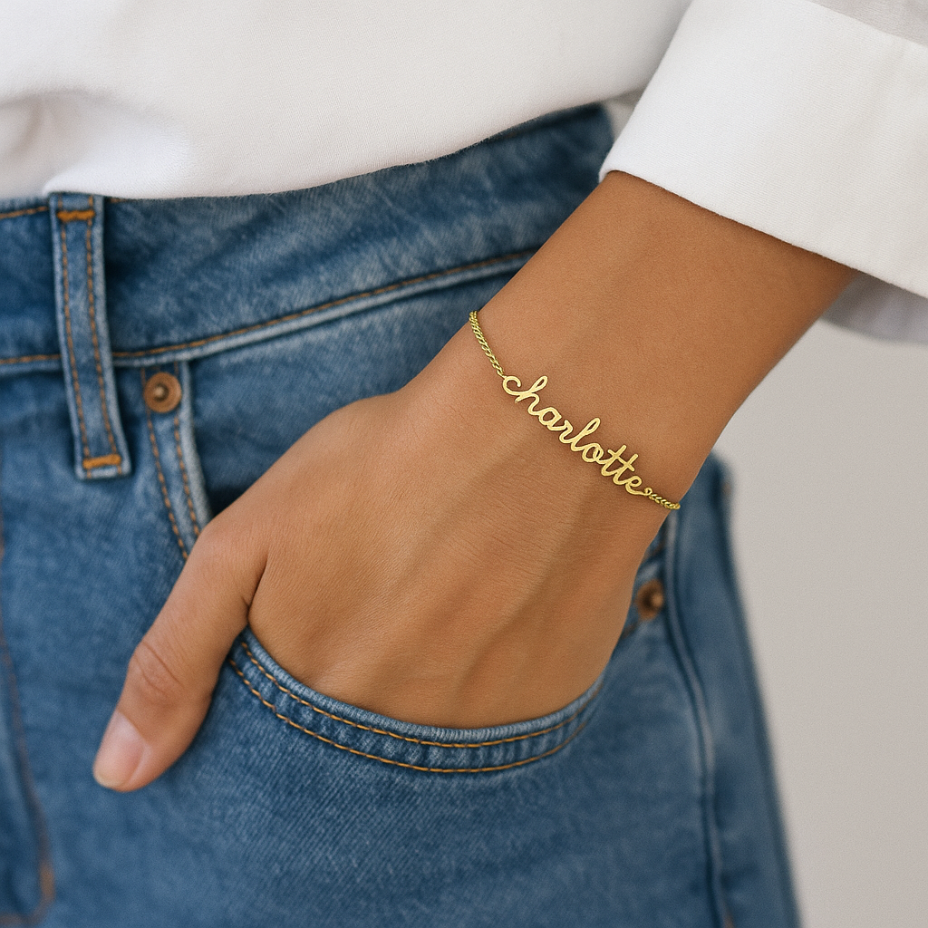 Name Bracelet: 18k Gold-Filled, Waterproof