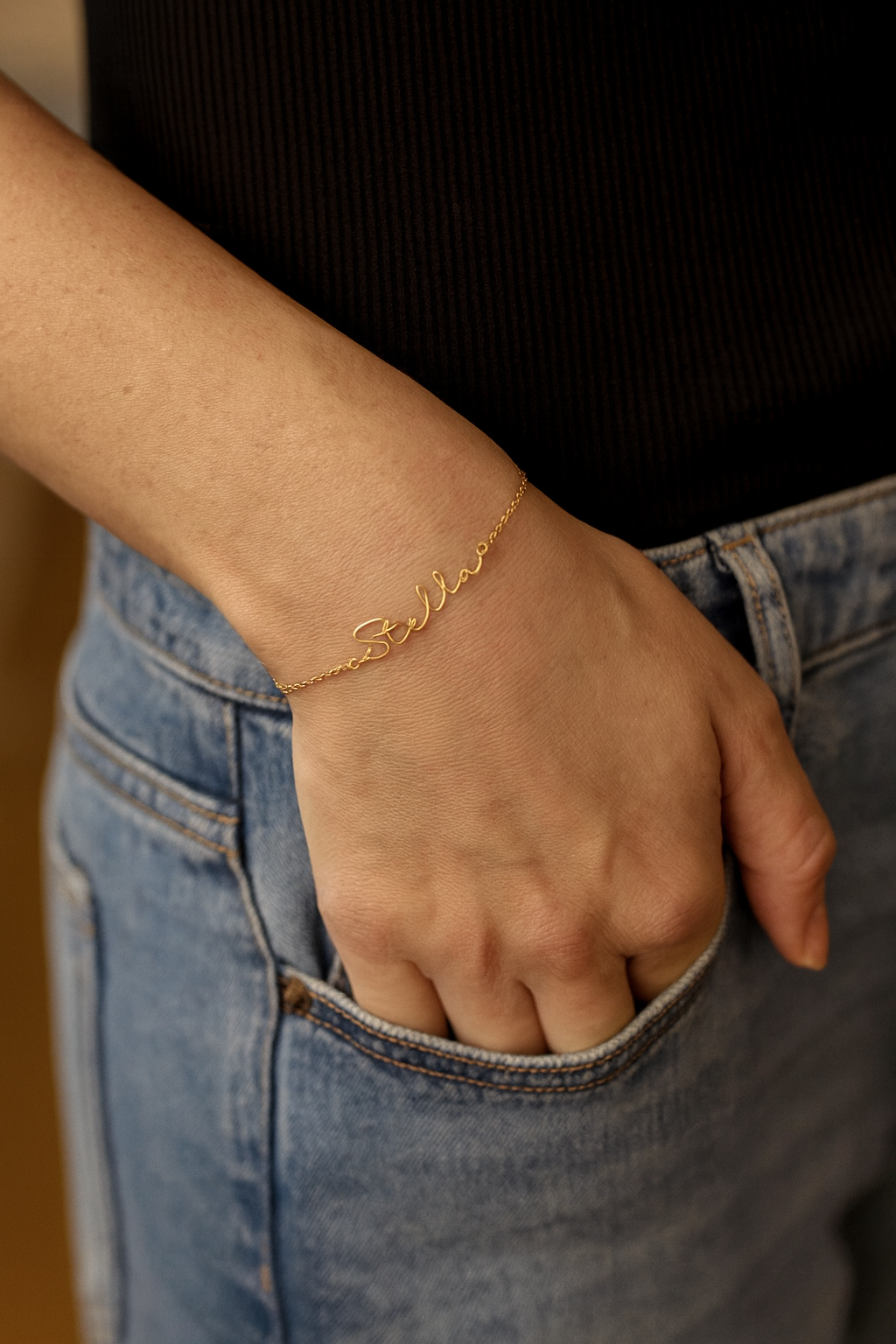 Name Bracelet: 18k Gold-Filled, Waterproof